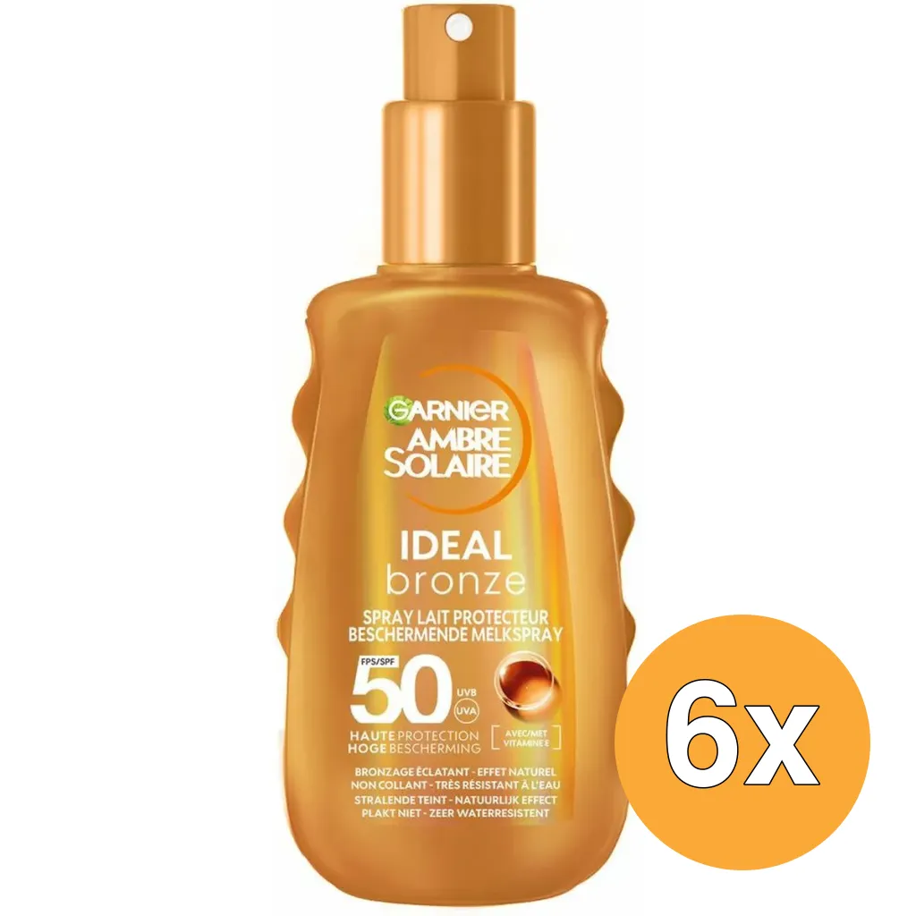 6x Garnier Ambre Solaire Ideal Bronze Melkspray SPF 50 (150 ml)