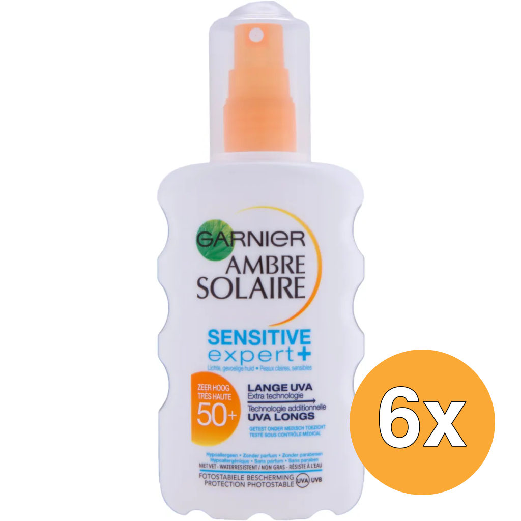 6x Garnier Ambre Solaire Sensitive Expert+ Zonnespray SPF50+ (200 ml)