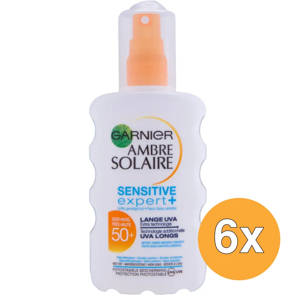 6x Garnier Ambre Solaire Sensitive Expert+ Zonnespray SPF50+ (200 ml)