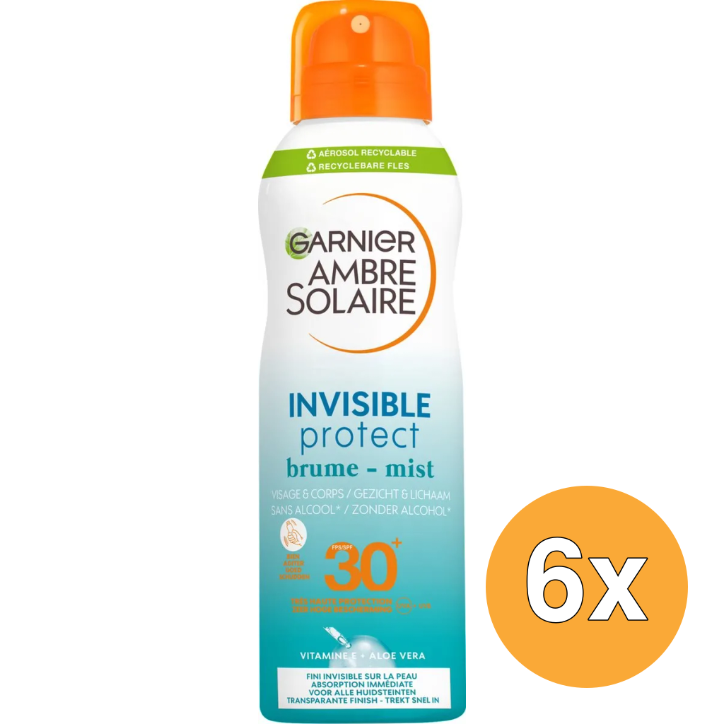 6x Garnier Ambre Solaire Invisible Protect Mist SPF30 (200 ml)