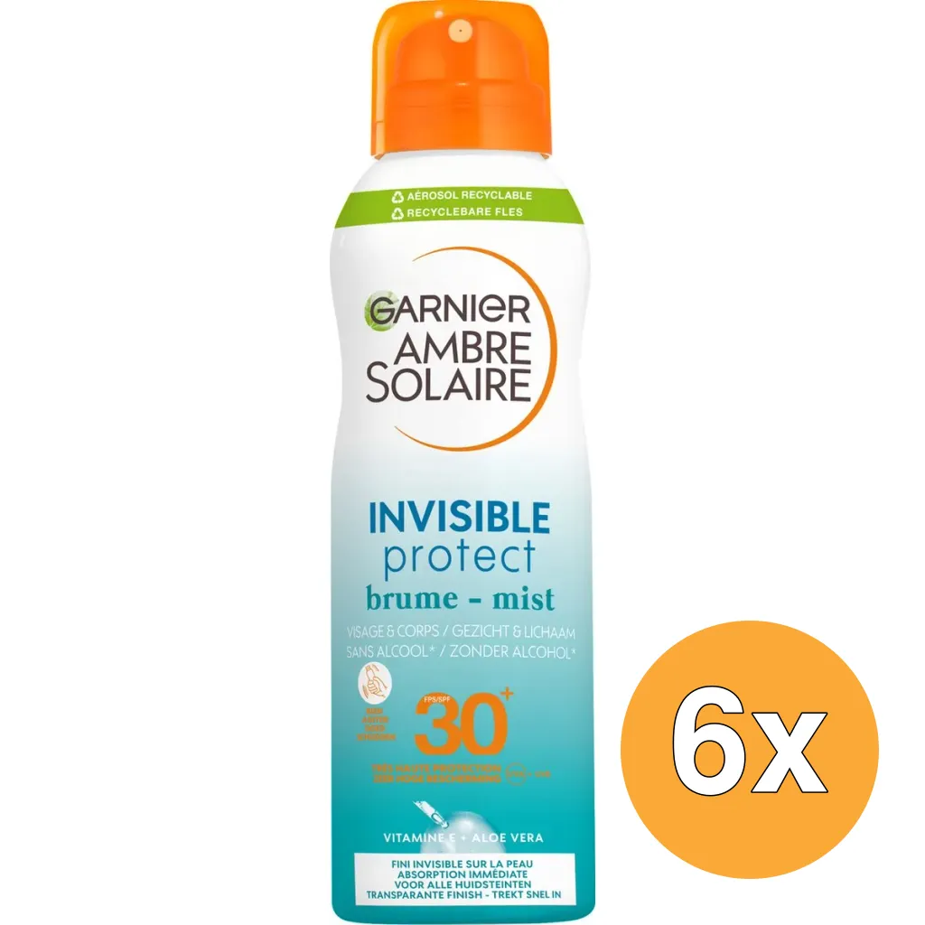 6x Garnier Ambre Solaire Invisible Protect Mist SPF30 (200 ml)