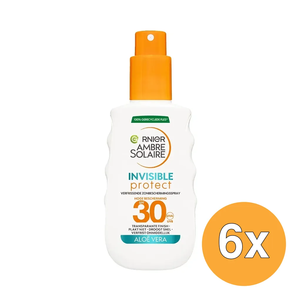 6x Garnier Ambre Solaire Invisible Protect Transparante Zonnespray SPF30 (150 ml)