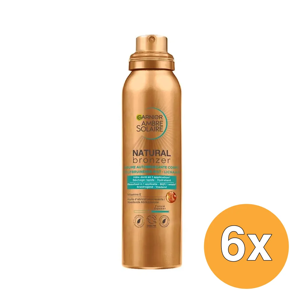 6x Garnier Ambre Solaire Natural Bronzer Zelfbruinende Spray (150 ml)