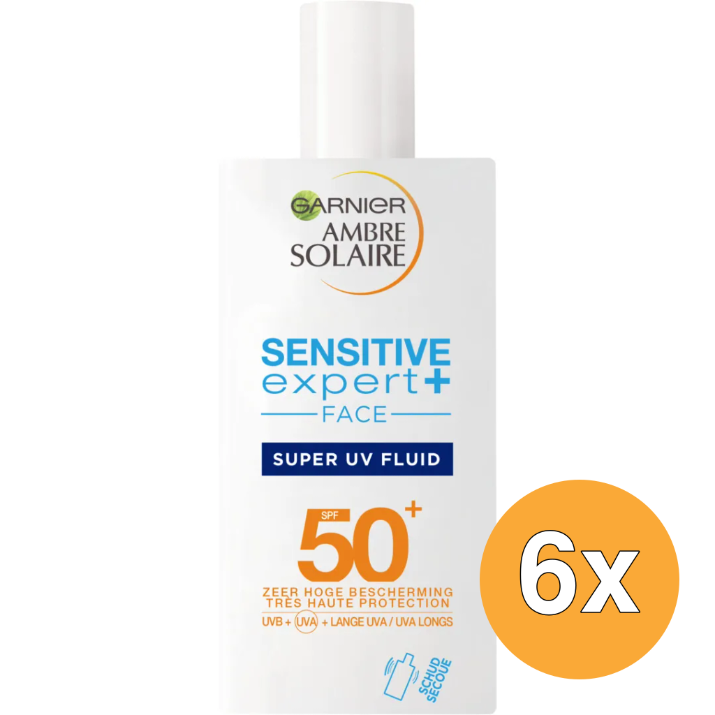 6x Garnier Ambre Solaire Sensitive Expert+ Gezicht Fluid SPF50+ (40 ml)