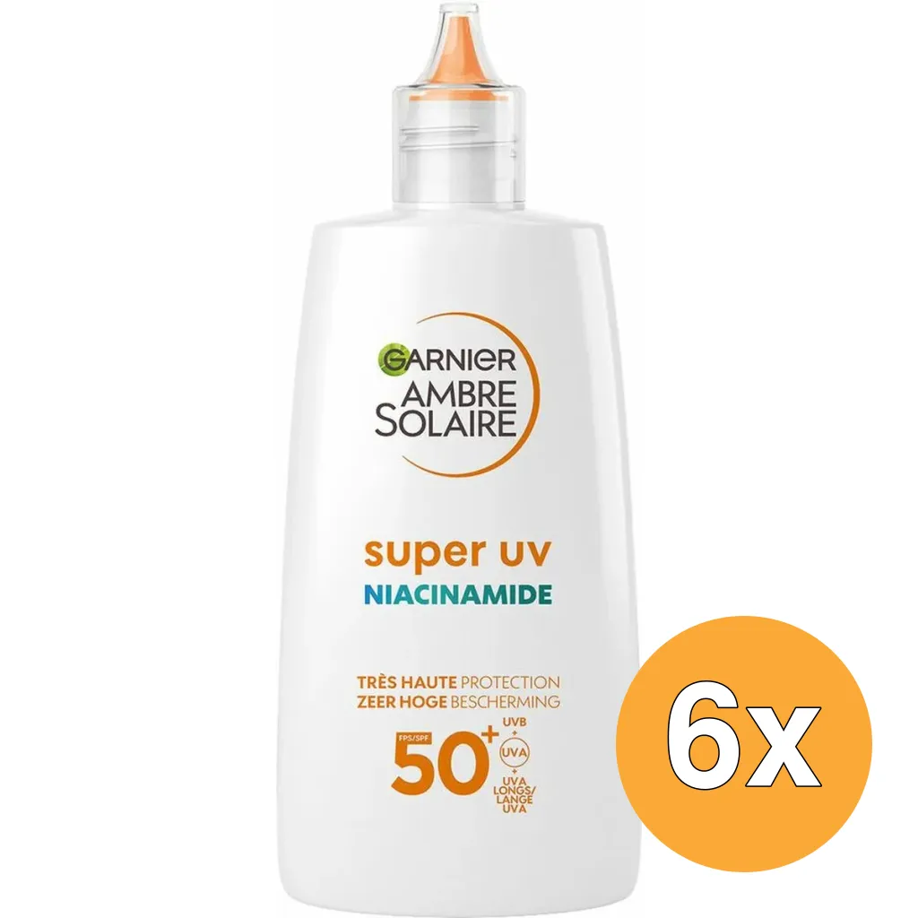 6x Garnier Ambre Solaire Fluid Niacinamide Anti-Imperfecties Super UV SPF 50+ (40 ml)