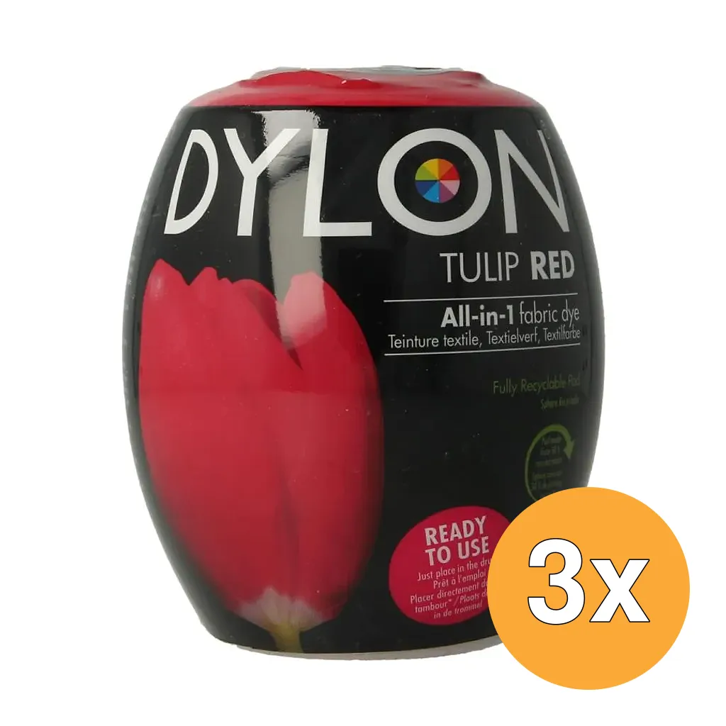 3x Dylon Pod Tulip Red (350 gr)