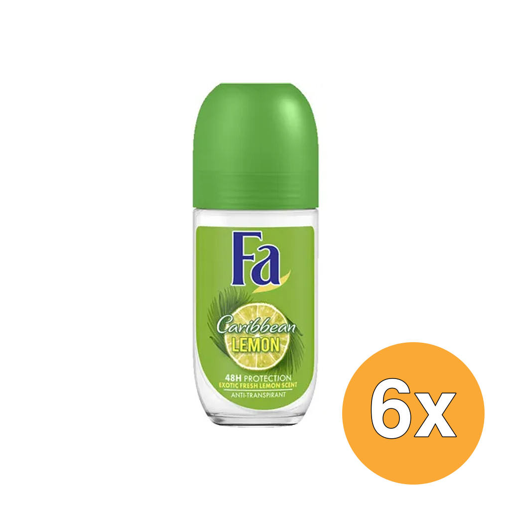 6x Fa Deodorant roller Caribbean lemon (50 ml)
