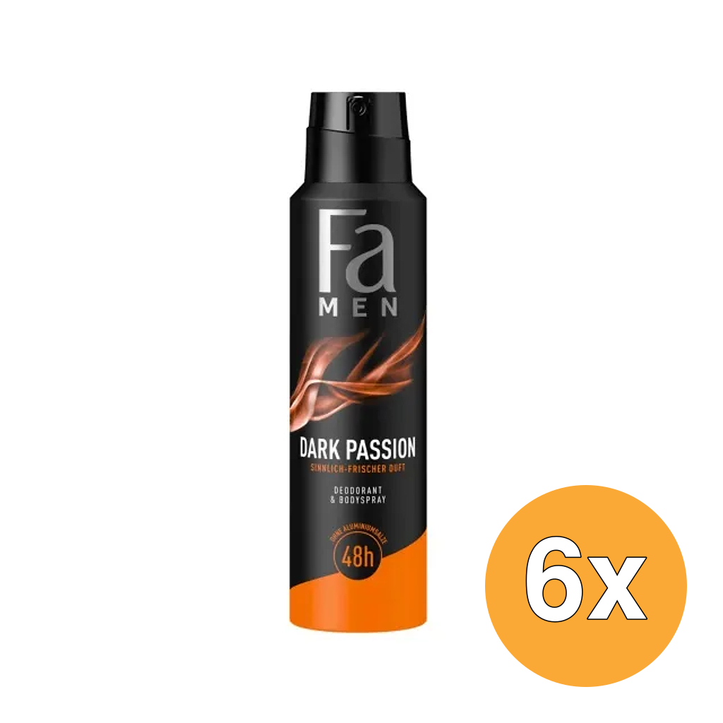 6x Fa Deo Spray Men Dark Passion (150 ml)