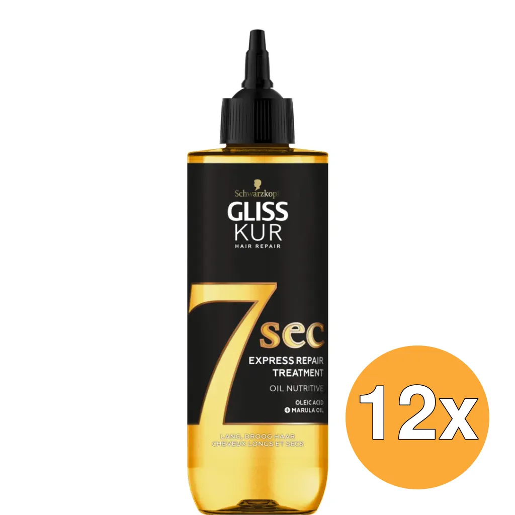 12x Gliss Kur 7 Seconds express repair treatment oil nutritive (200 ml)