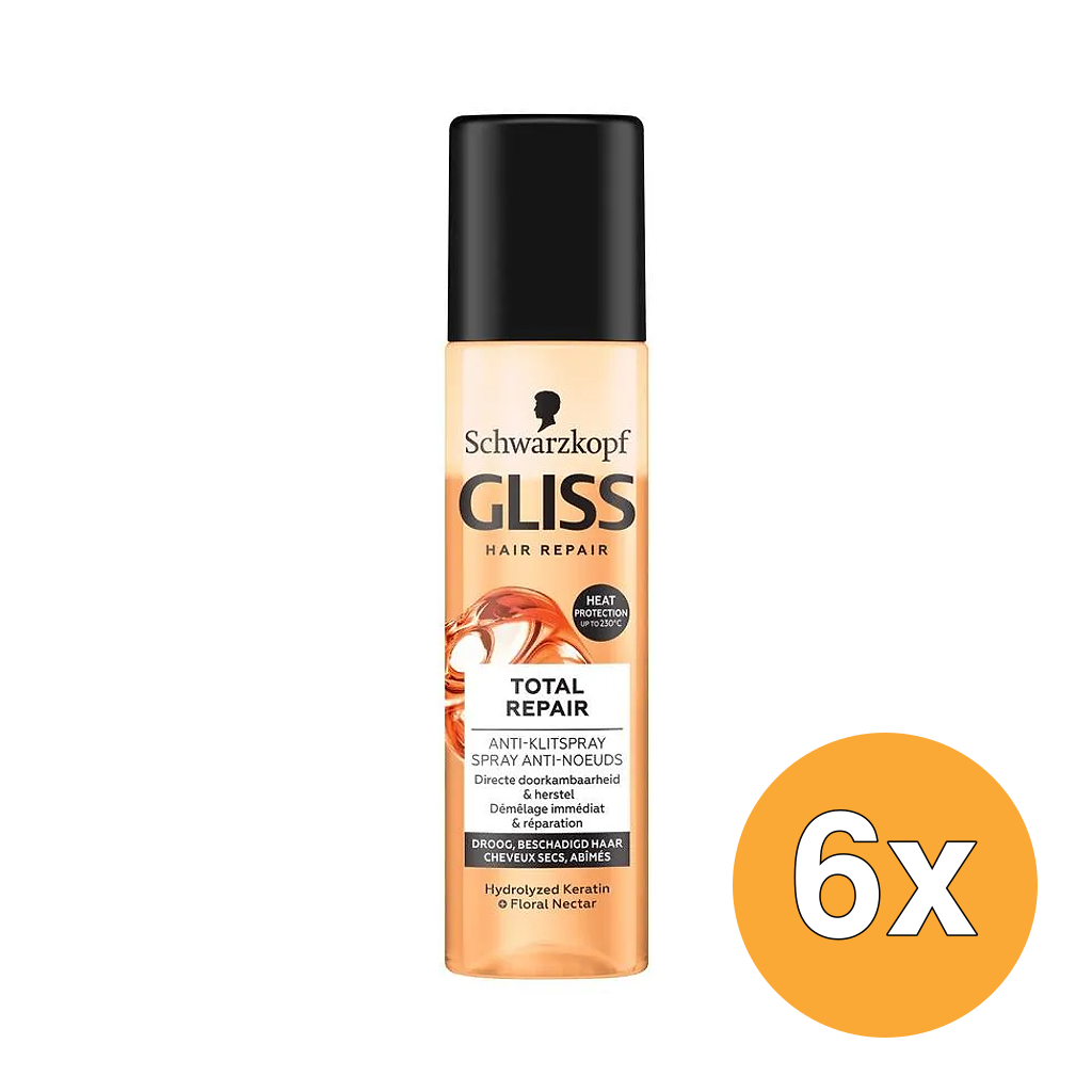 6x Gliss Kur Anti-Klit Spray Total Repair (200 ml)