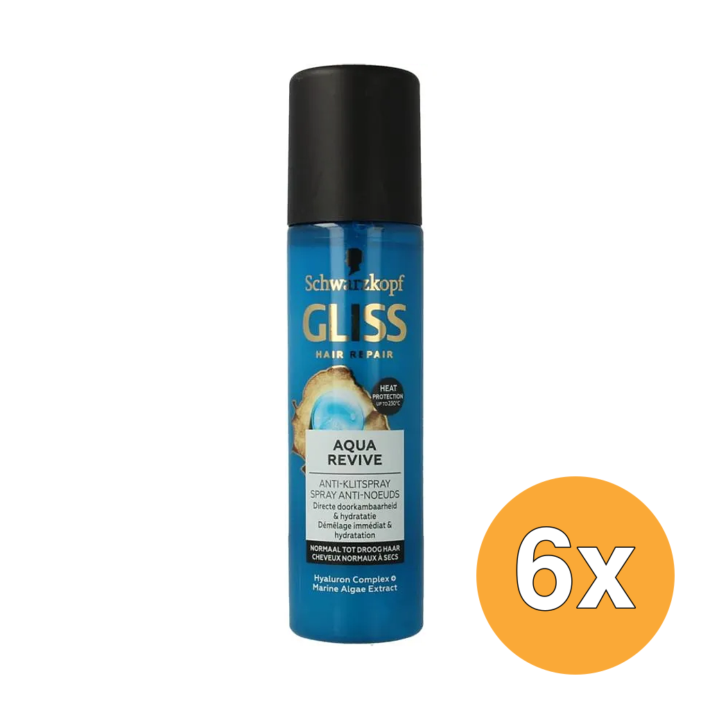 6x Gliss Kur Anti klit spray aqua revive (200 ml)