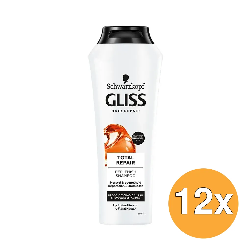 12x Gliss Kur Shampoo Total Repair (250 ml)