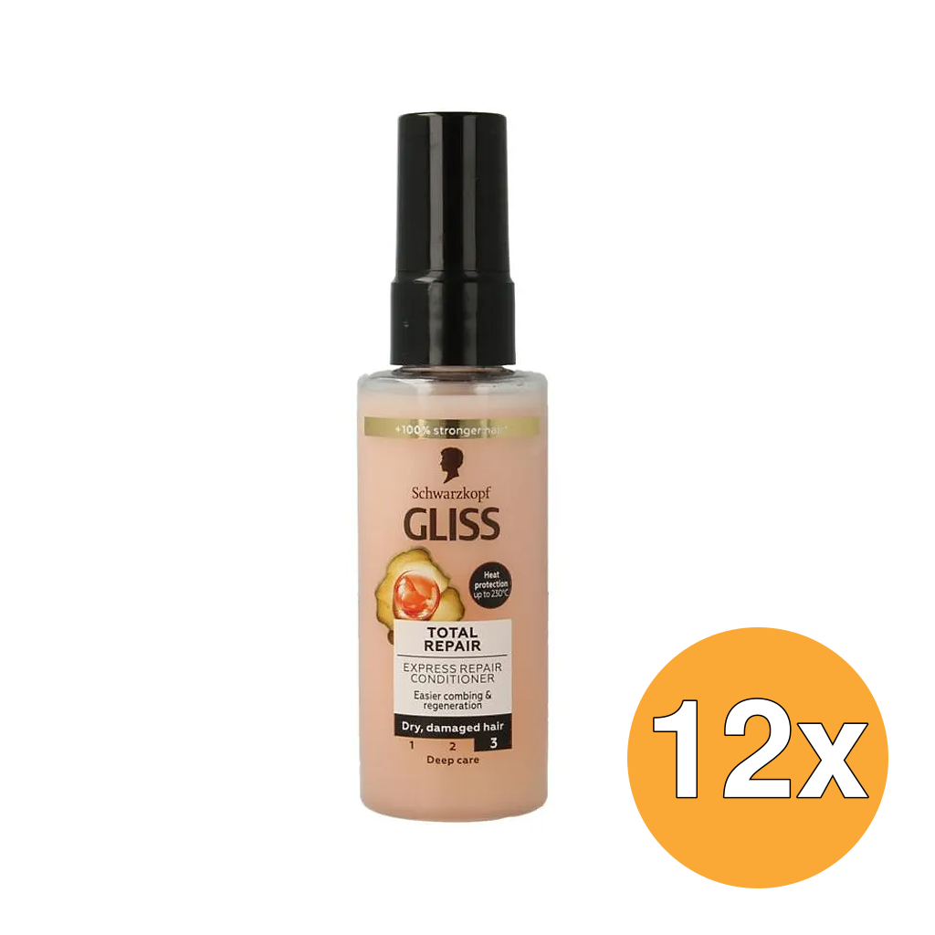 12x Gliss Kur Anti-klit spray total repair 1 9 mini (70 ml)