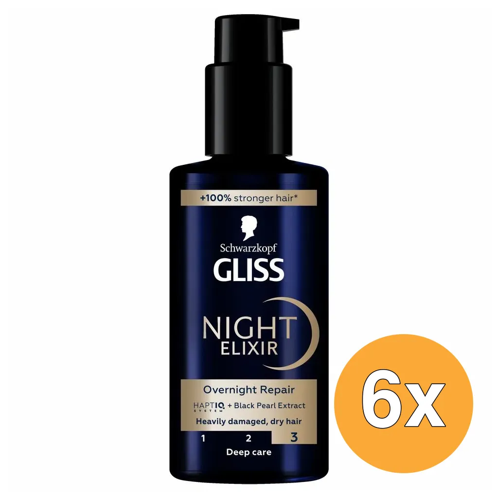 6x Gliss Kur Ultimate Repair Night Elixir (100 ml)