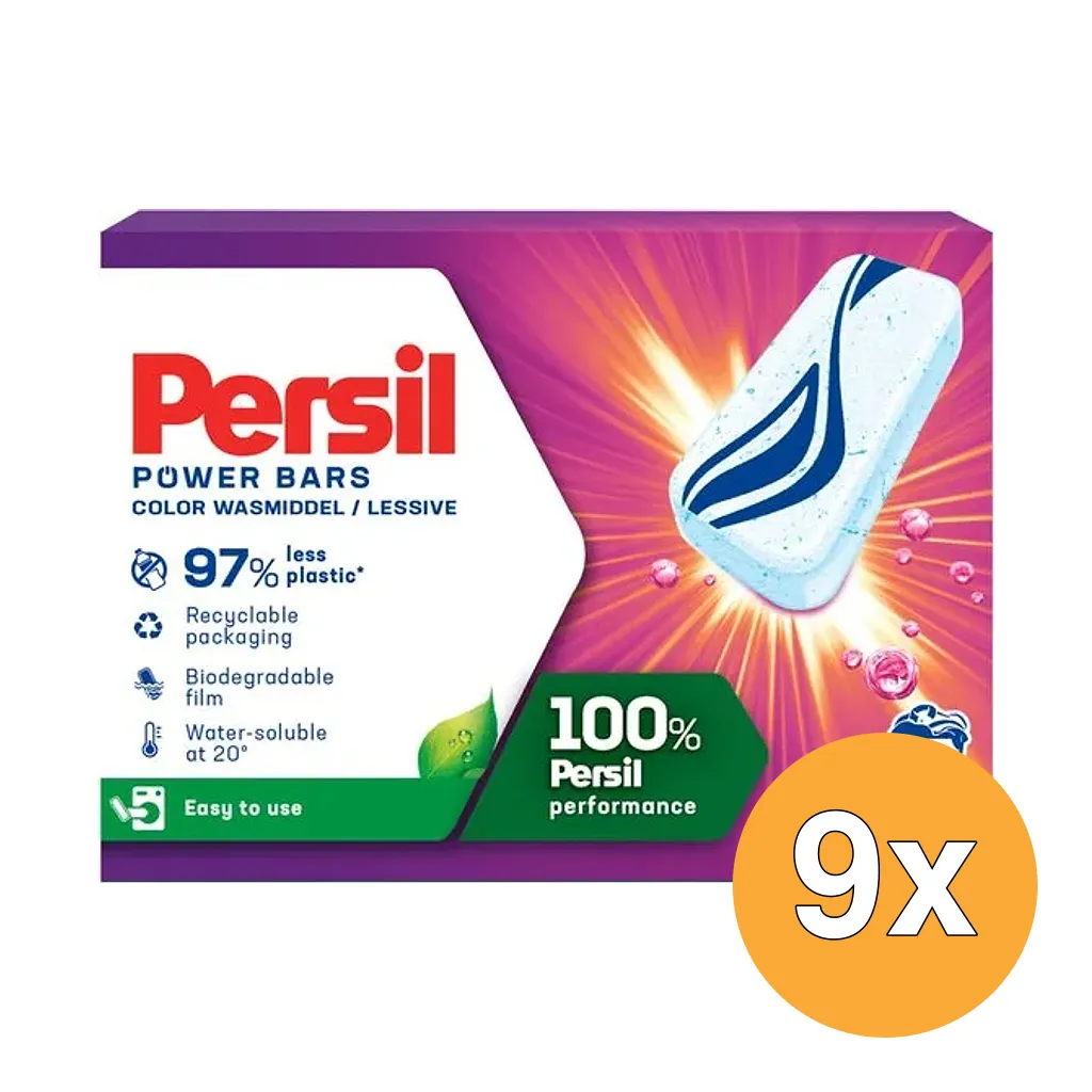 9x Persil Wasmiddel Powerbars Color (16 stuks)