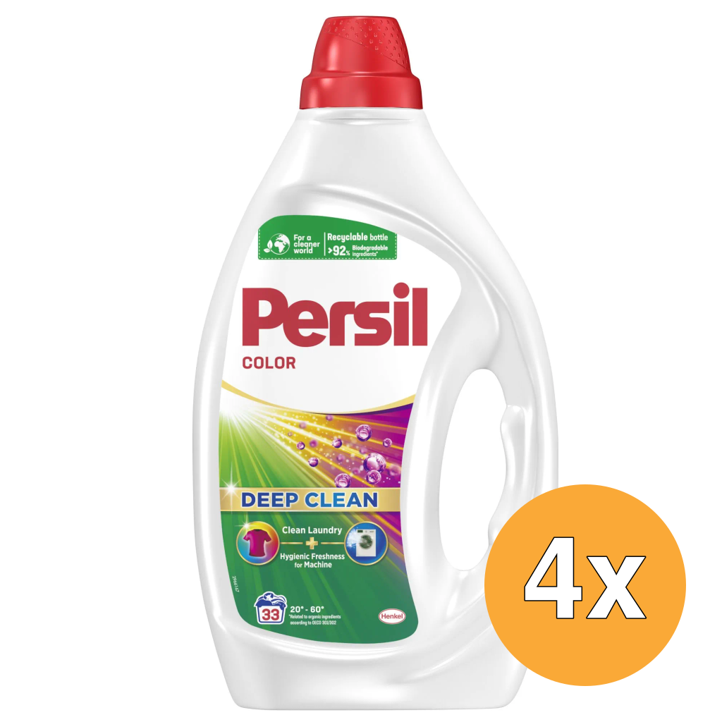 4x Persil Wasmiddel Gel Color 33 Wasbeurten (1485 ml)