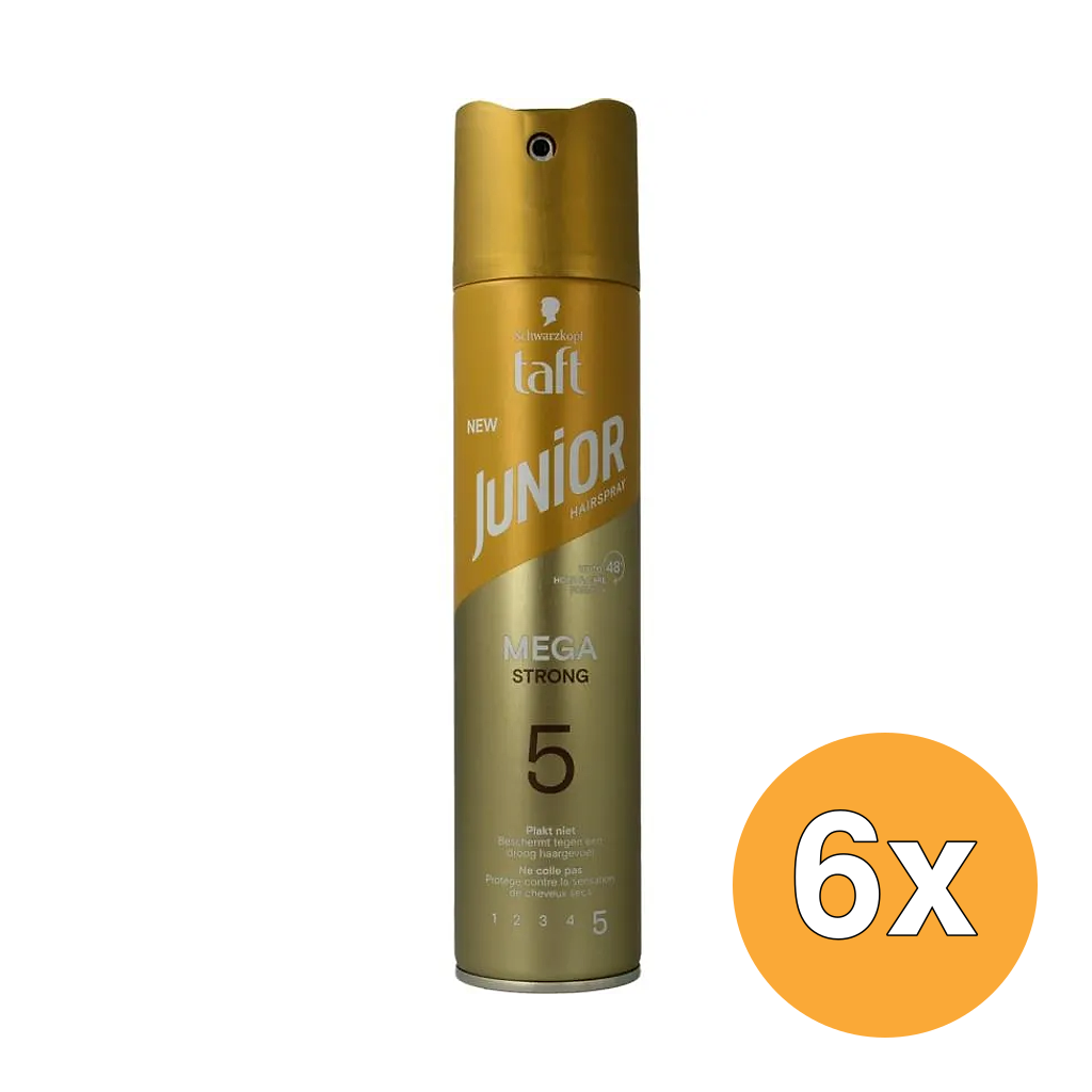 6x Junior Hairspray Mega Strong (250 ml)