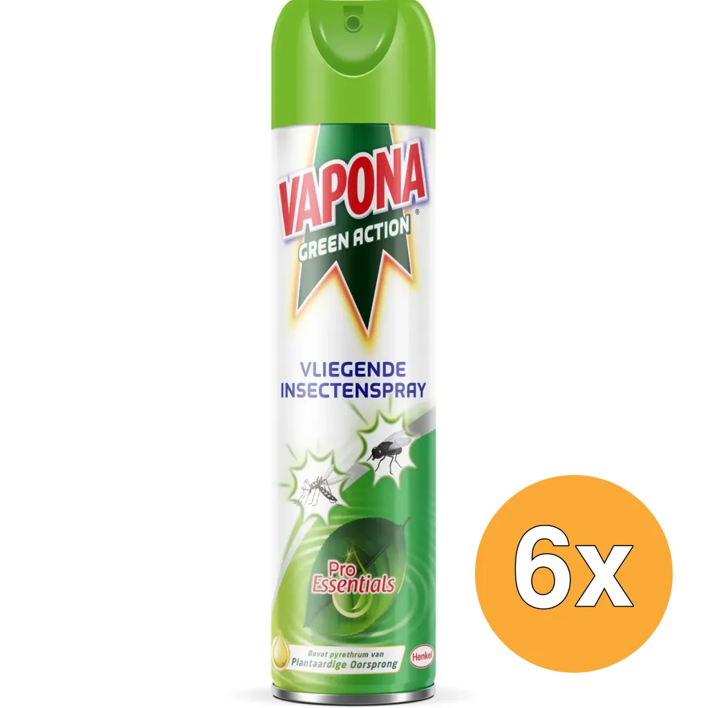 6x Vaponagreen Action Vliegende Insecten Spray (400 ml)