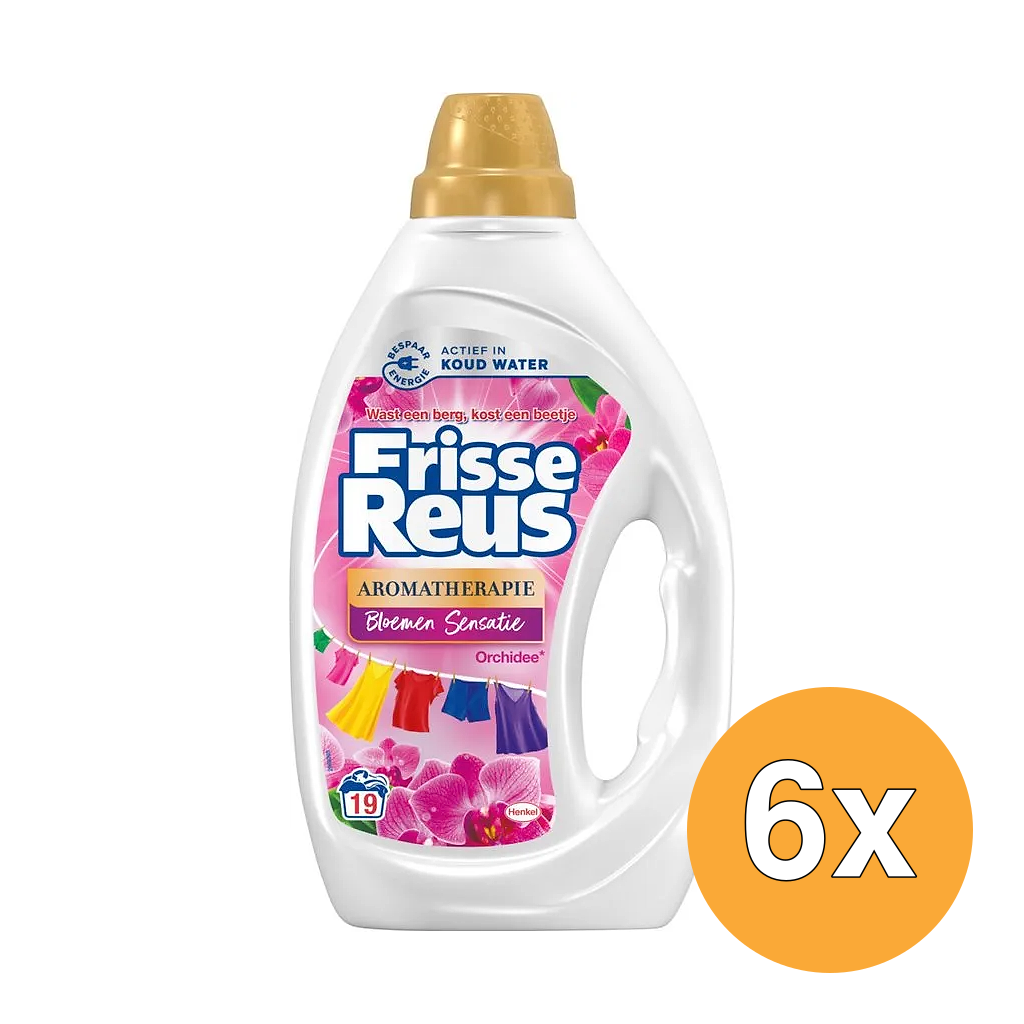 6x Frisse Reus Wasmiddel Gel Orchidee (855 ml)