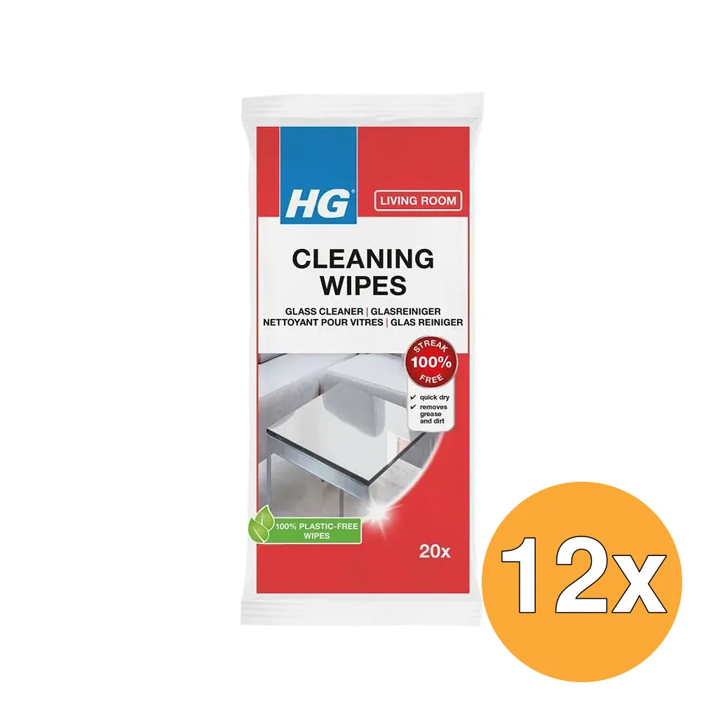 12x HG Glasreiniger Wipes (20 Stuks)