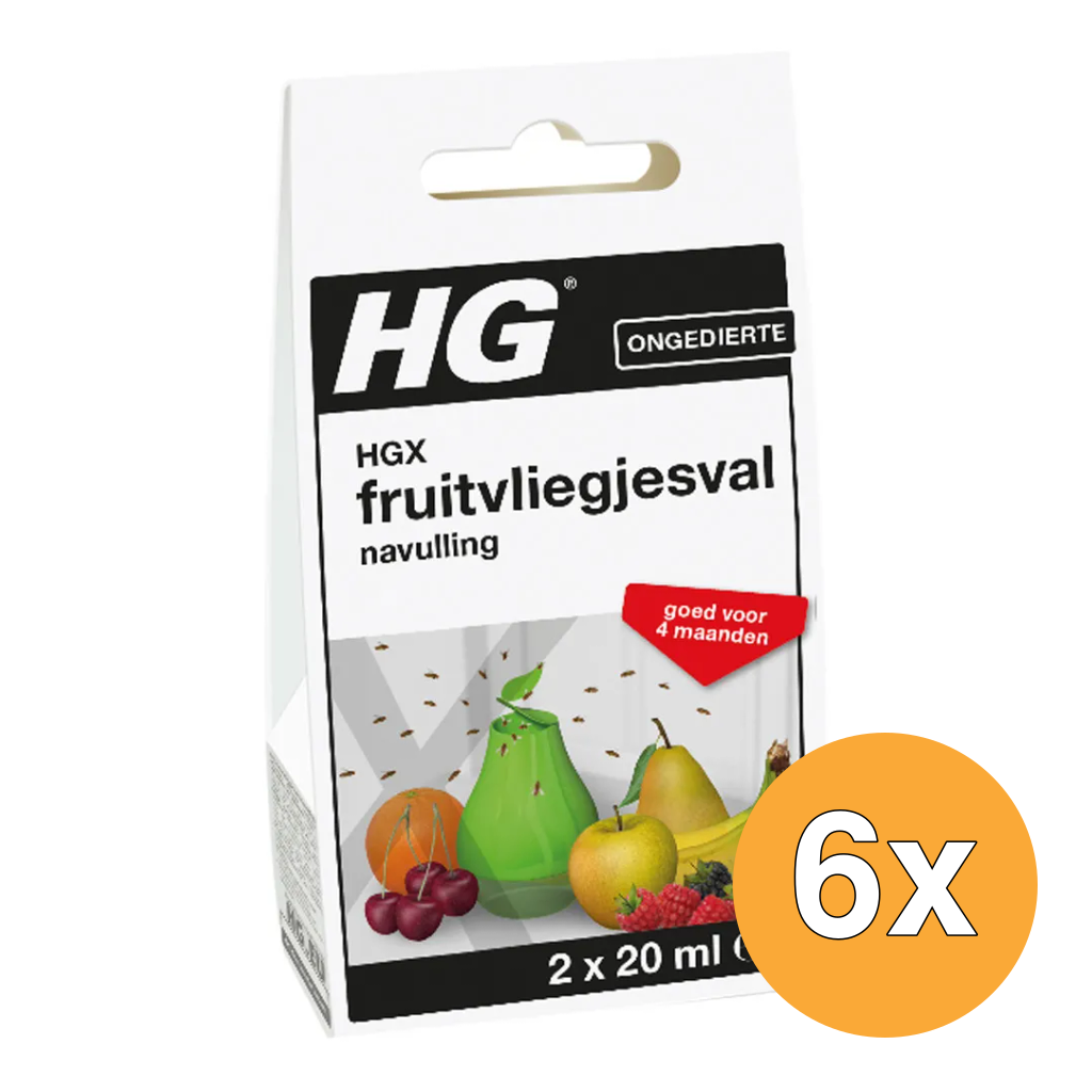 6x HG X Fruitvliegjesval Navul 20Ml (2 X 20 ml)