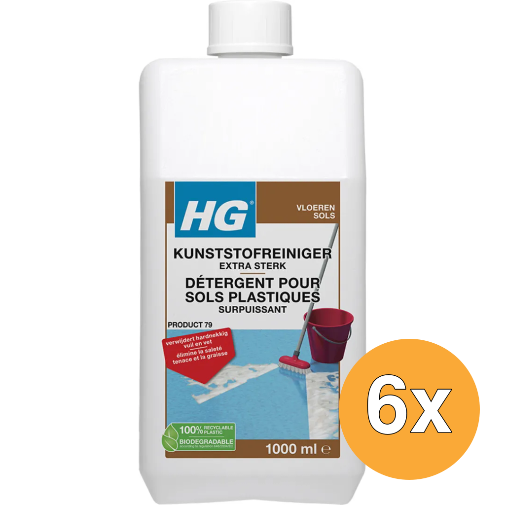 6x HG Kunststofreiniger Extra Sterk (1000 ml)