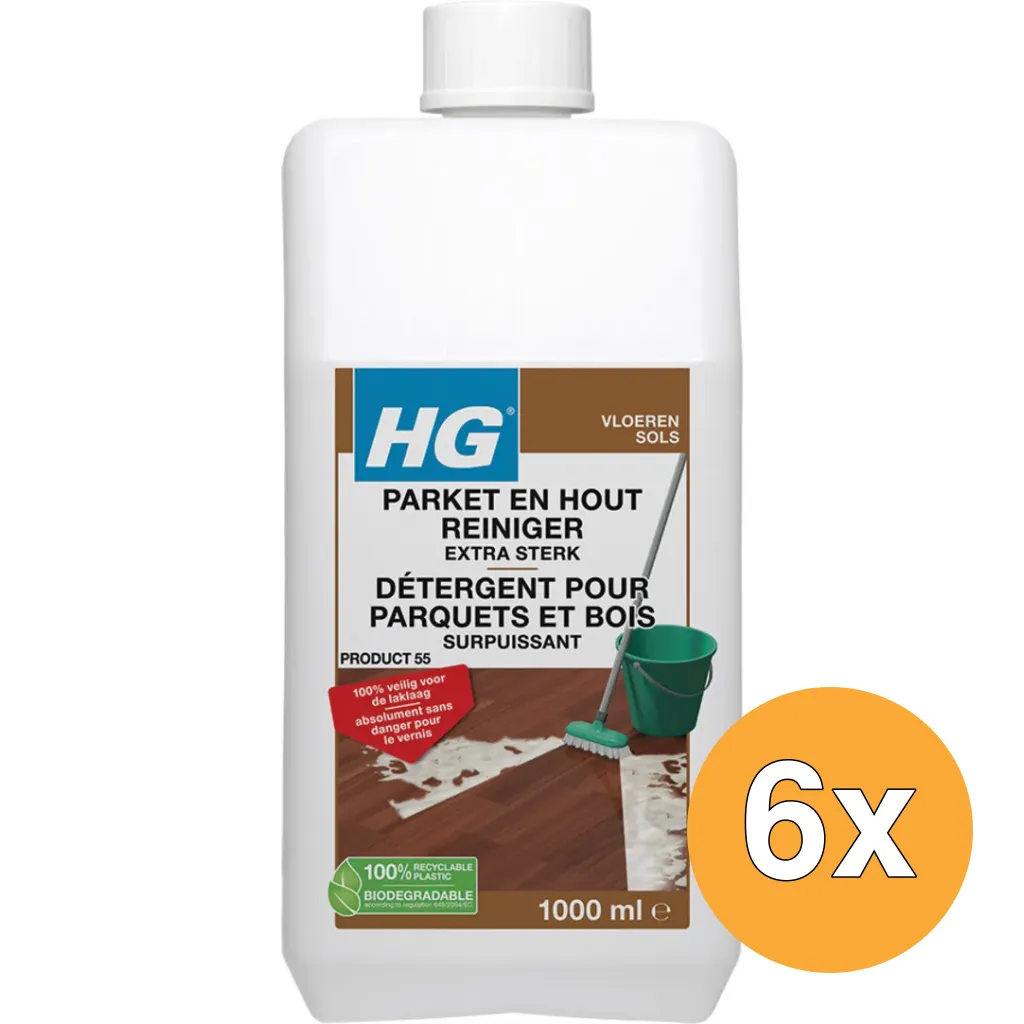 6x HG Parketreiniger Extra Sterk (1000 ml)
