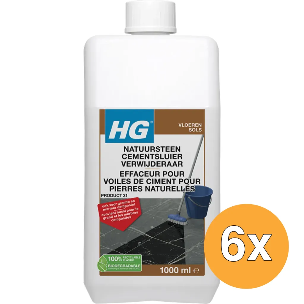 6x HG Natuursteen Cementsluierverwijderaar (1000 ml)