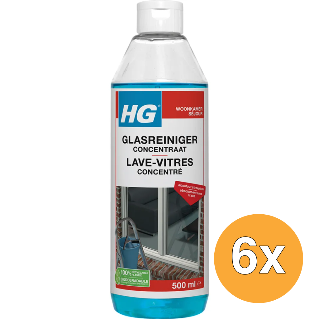 6x HG Glasreiniger Concentraat (500 ml)