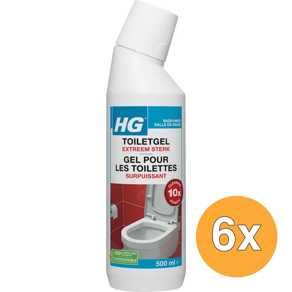 6x HG Toiletgel Extra Sterk (500 ml)