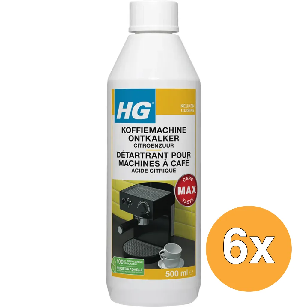 6x HG Koffiemachine Ontkalker Citroenzuur (500 ml)