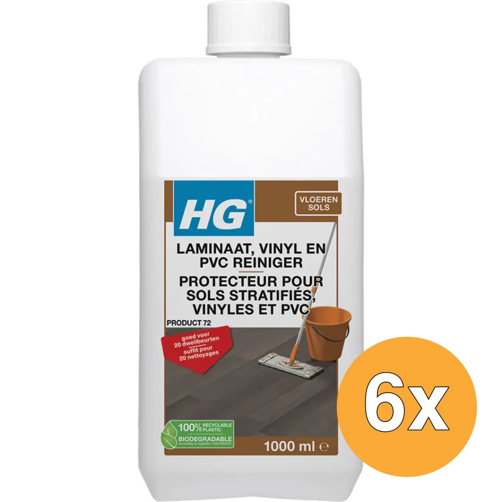 6x HG Laminaat, Vinyl En Pvc Reiniger (1000 ml)