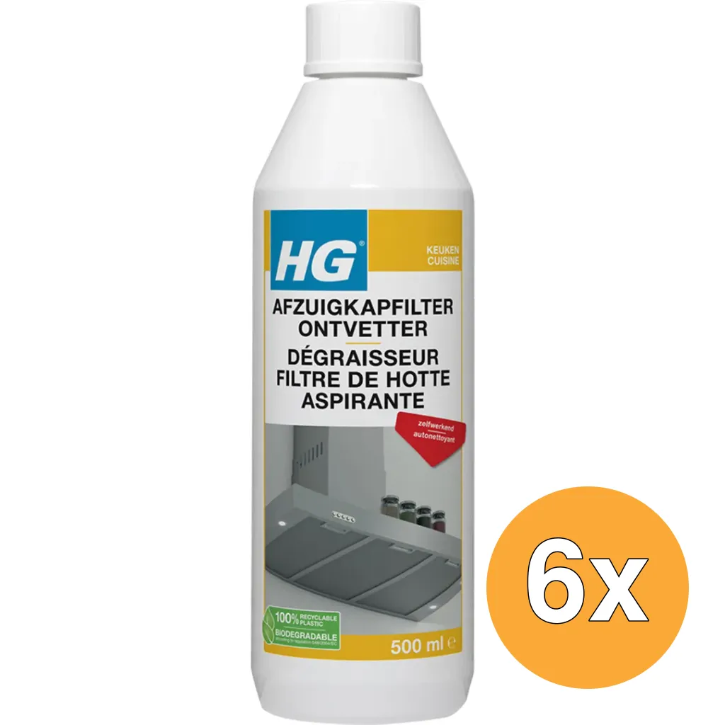 6x HG Afzuigkapfilter Ontvetter (500 ml)