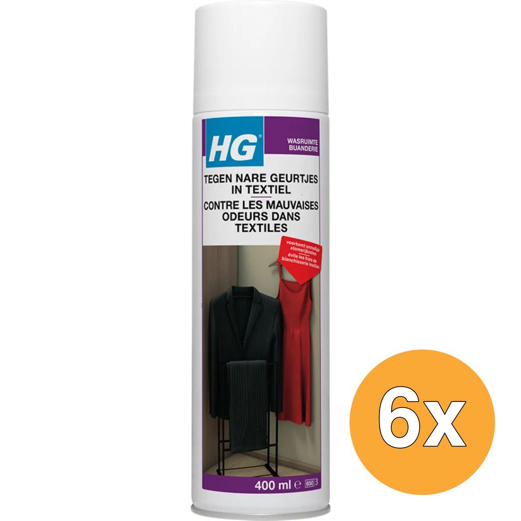 6x HG Tegen Nare Geurtjes In Textiel (400 ml)
