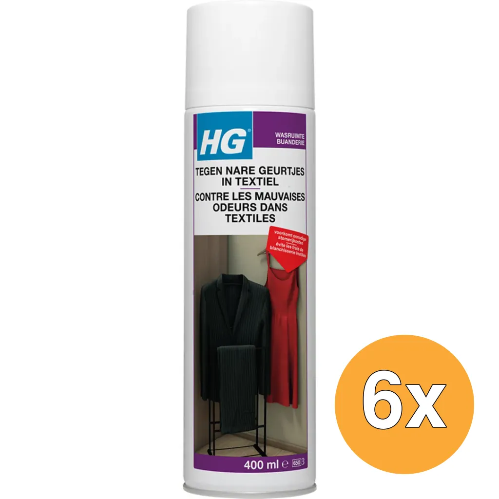 6x HG Tegen Nare Geurtjes In Textiel (400 ml)