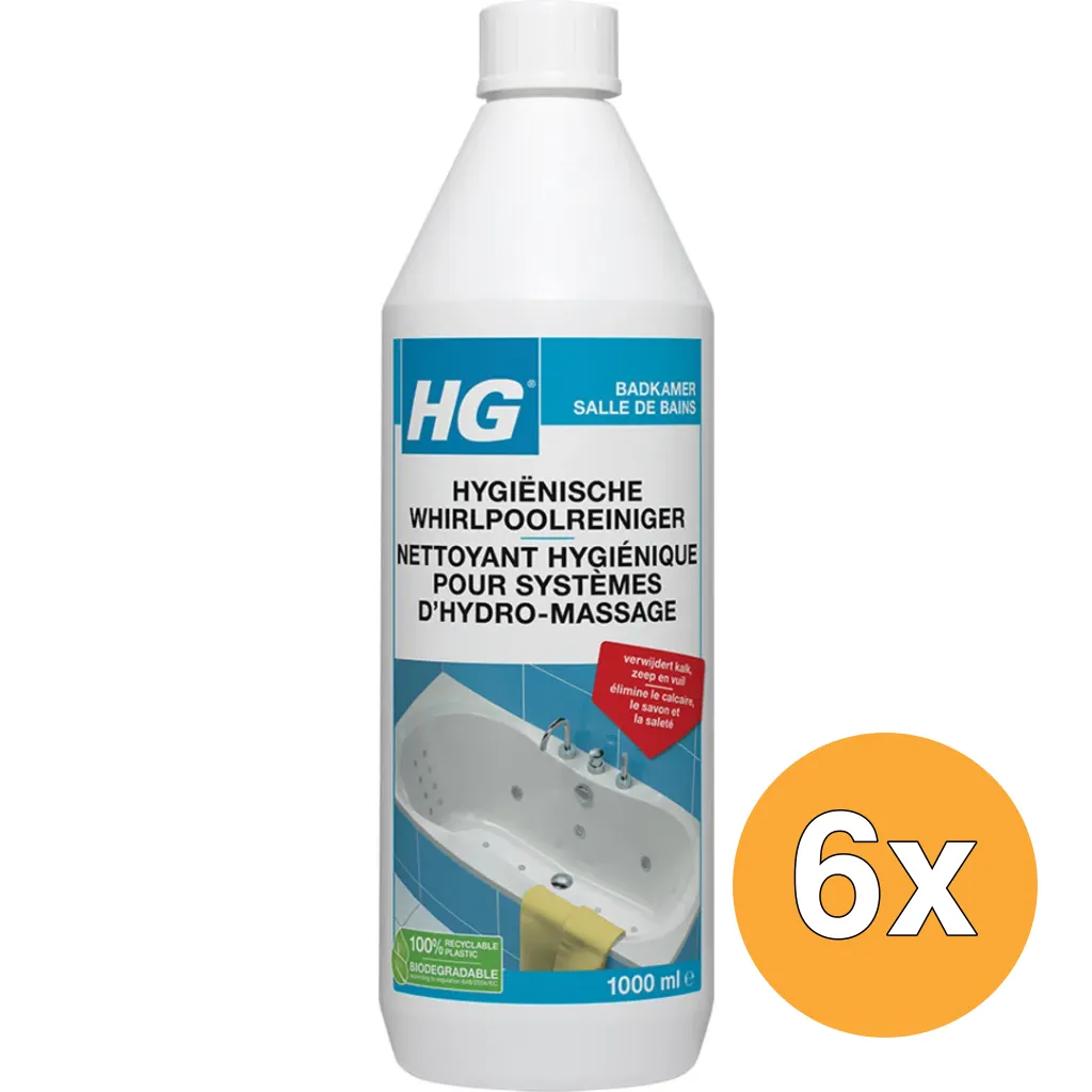 6x HG Hygiã«Nische Whirlpoolreiniger (1000 ml)