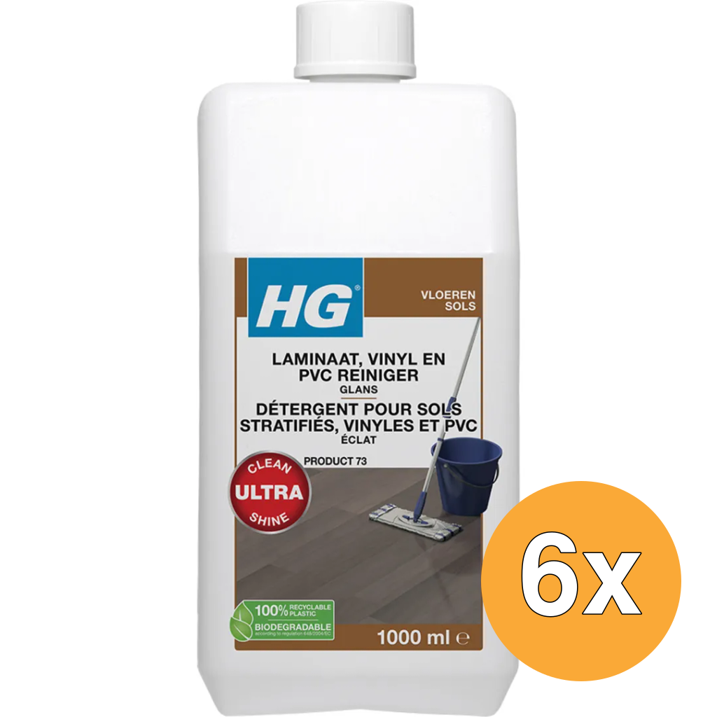 6x HG Laminaat , Vinyl En Pvc Reiniger Glans (1000 ml)