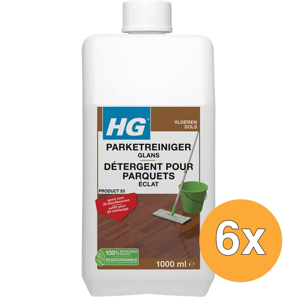 6x HG Parketreiniger Glans (1000 ml)