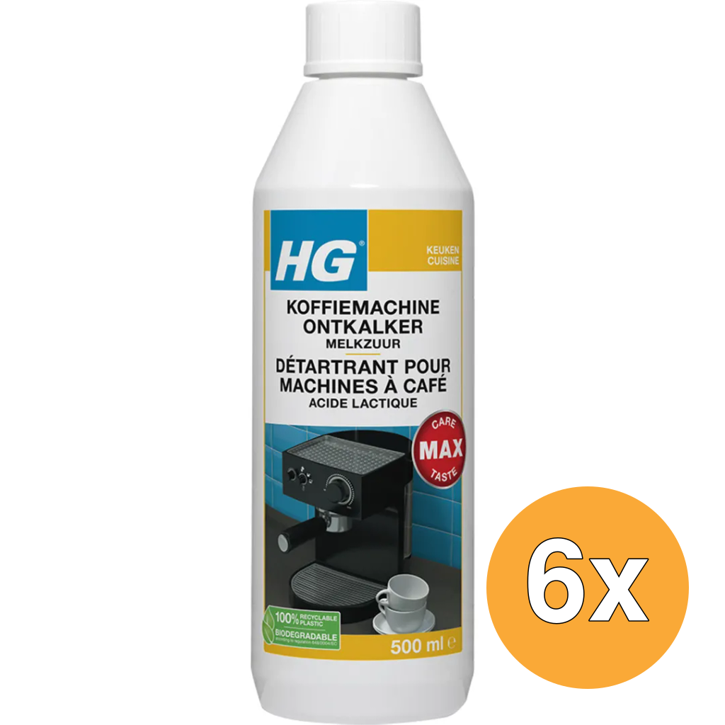 6x HG Koffiemachine Ontkalker Melkzuur (500 ml)