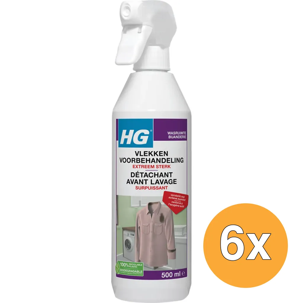 6x HG Vlekken Voorbehandeling Extra Sterk (500 ml)