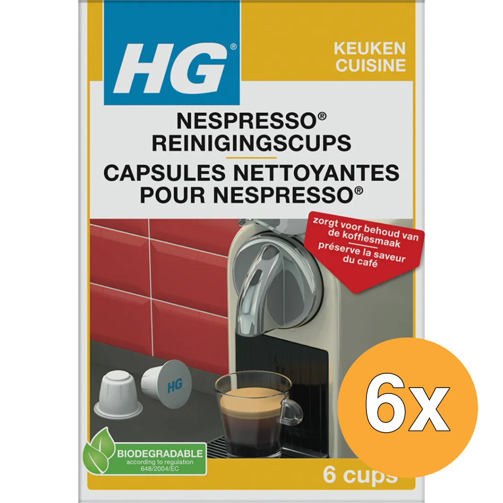 6x HG Nespresso Reinigingscups (6 Stuks)