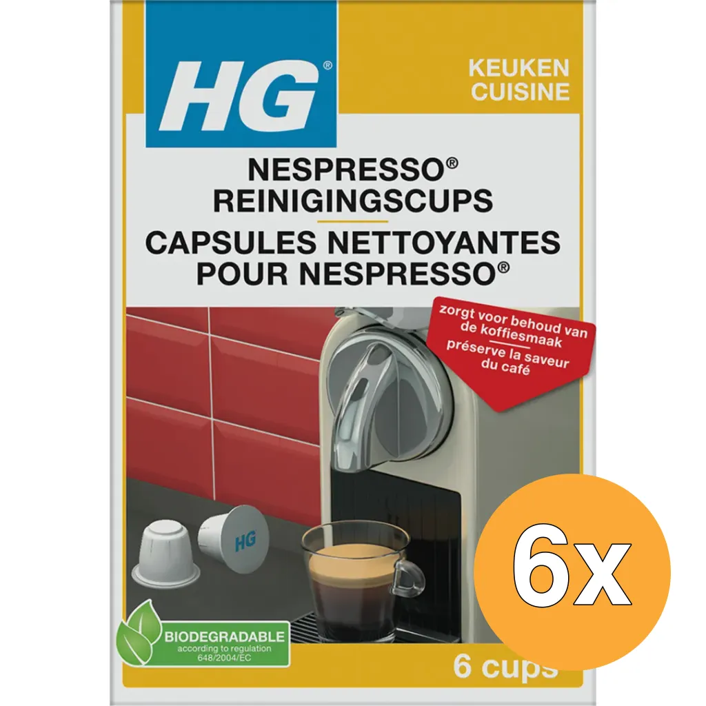 6x HG Nespresso Reinigingscups (6 Stuks)