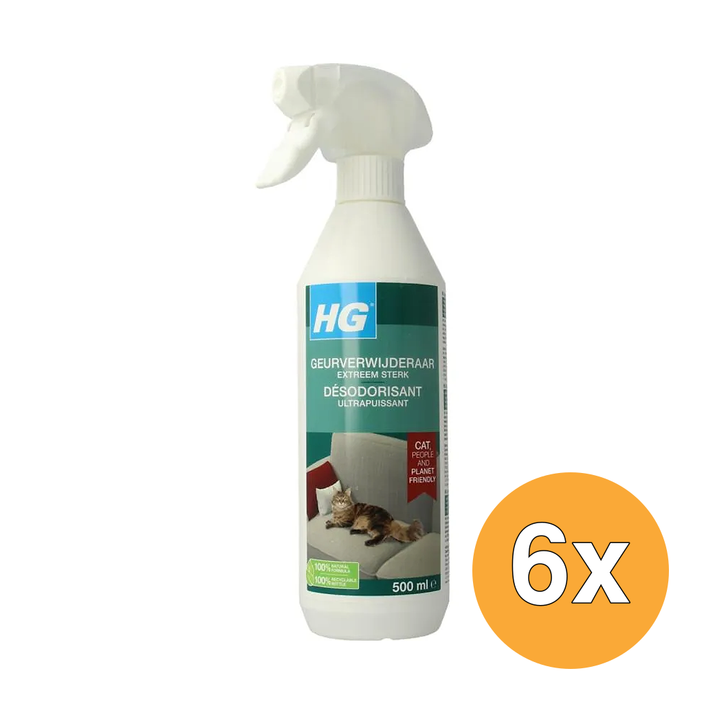 6x HG Geurverwijderaar Extreem Sterk Kat (500 ml)