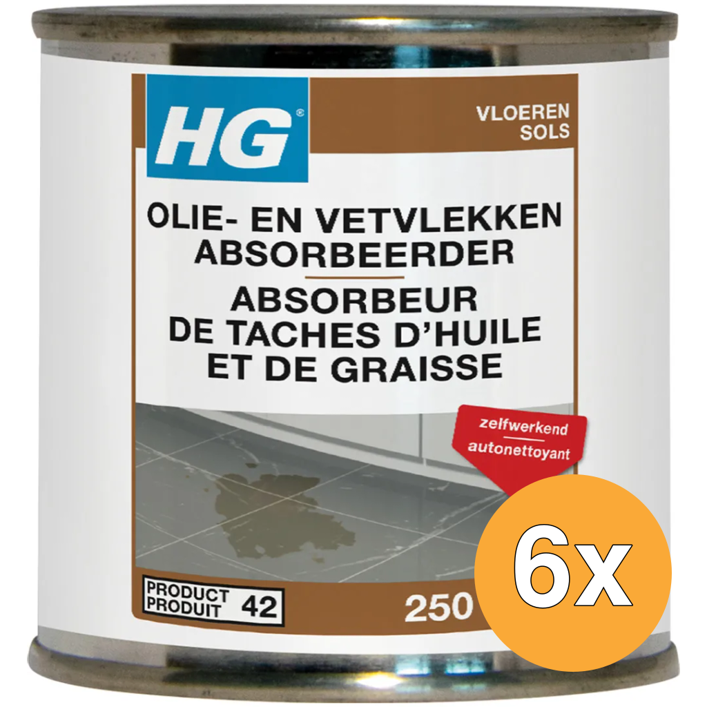 6x HG Tegel en natuursteen olie en vetvlekken absorbeerder (250 ml)