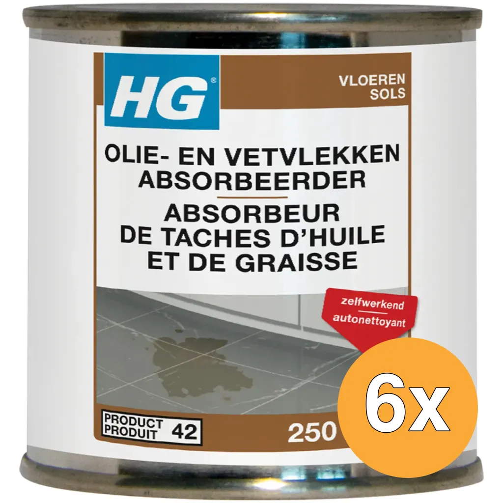 6x HG Tegel en natuursteen olie en vetvlekken absorbeerder (250 ml)