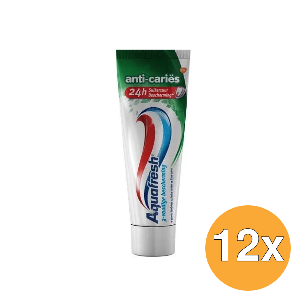 12x Aquafresh Tandpasta Anti Caries (75 ml)