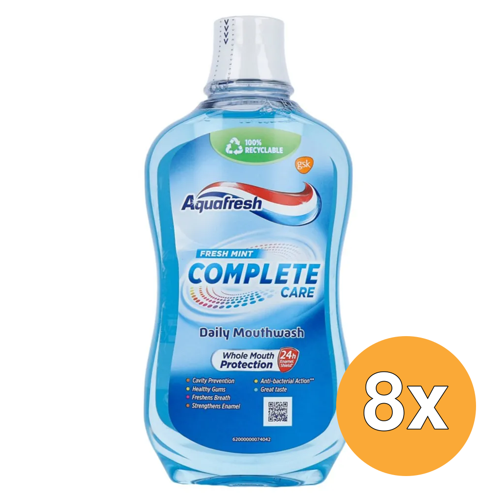 8x Aquafresh Mondwater complete care (500 ml)