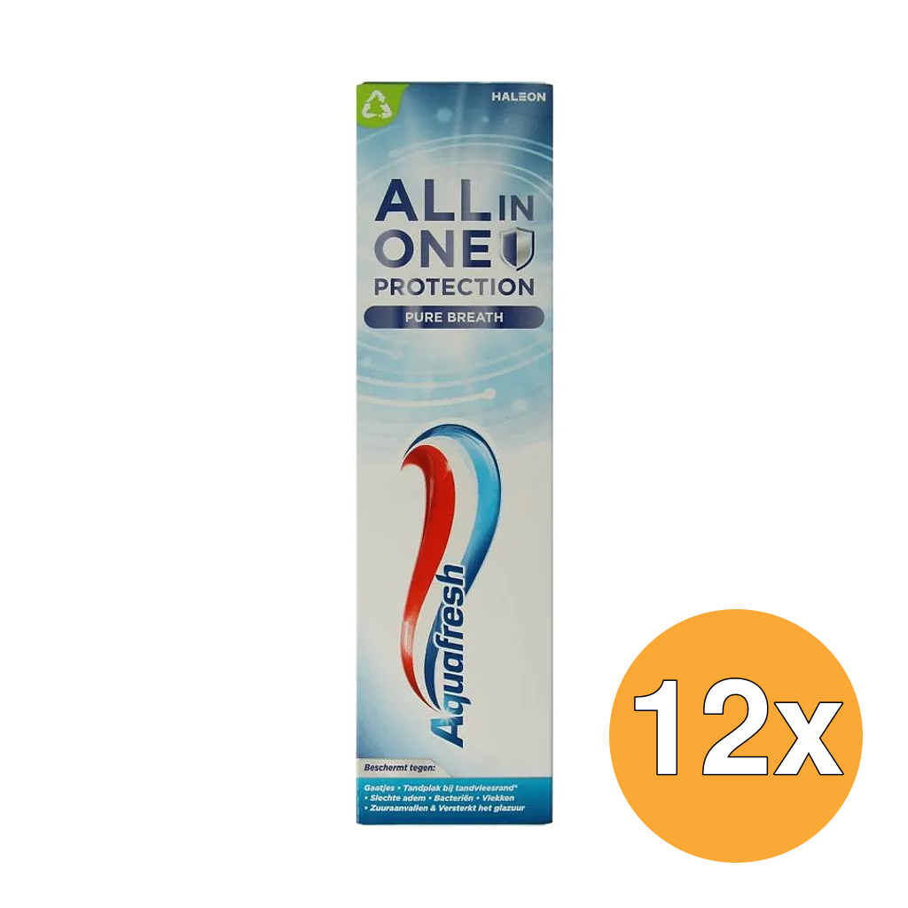 12x Aquafresh Tandpasta All In One Protection Pure Breath (75 ml)