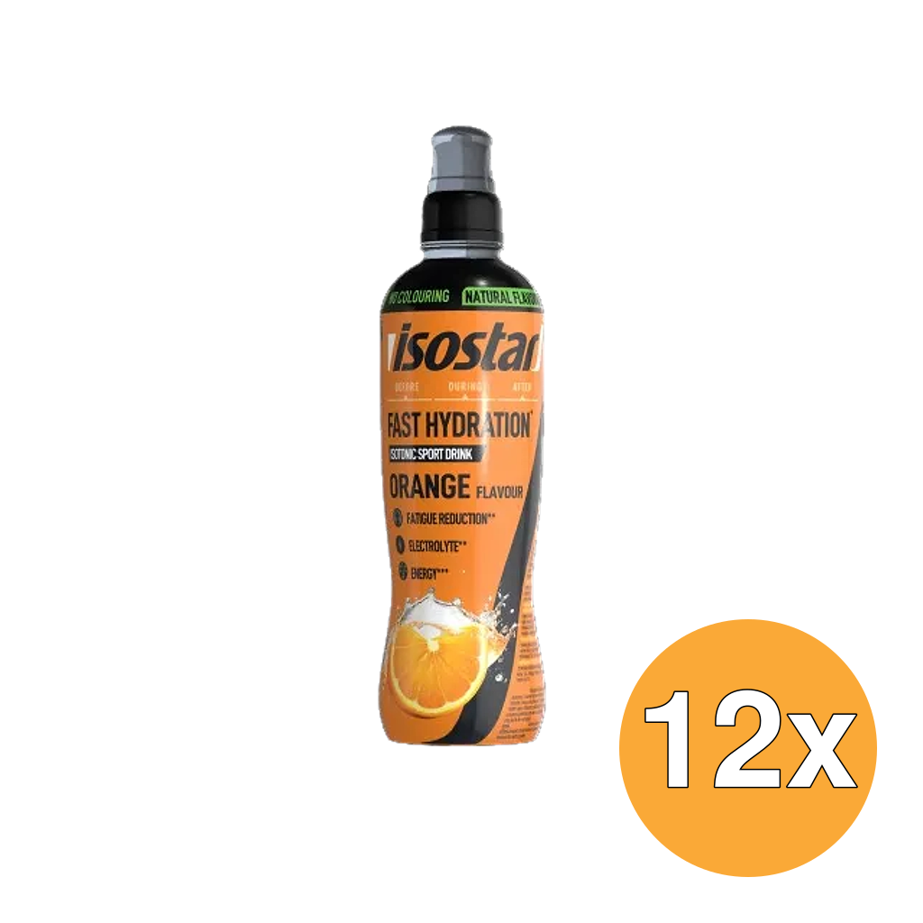 12x Isostar Fast Hydration Sport Cap Orange (500 ml)