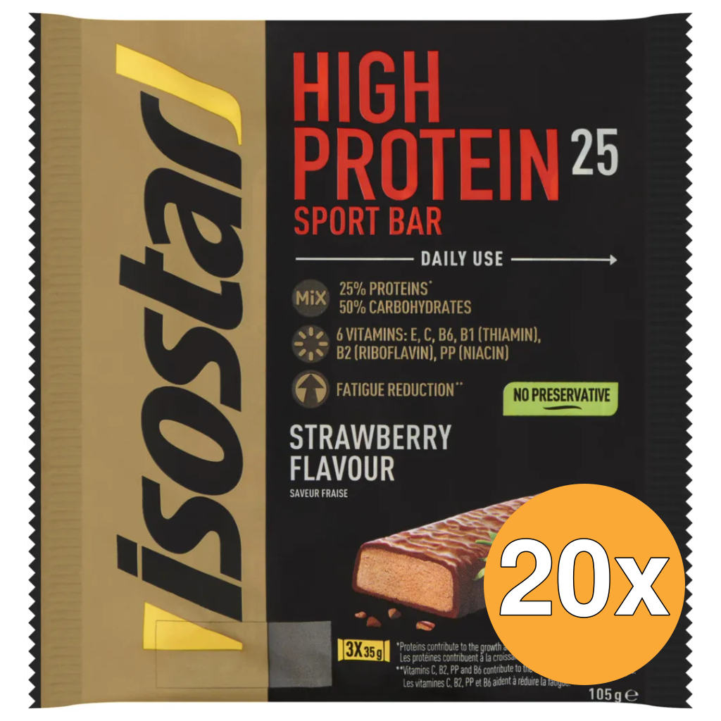20x Isostar High Protein Reep Aardbei (105 gr)